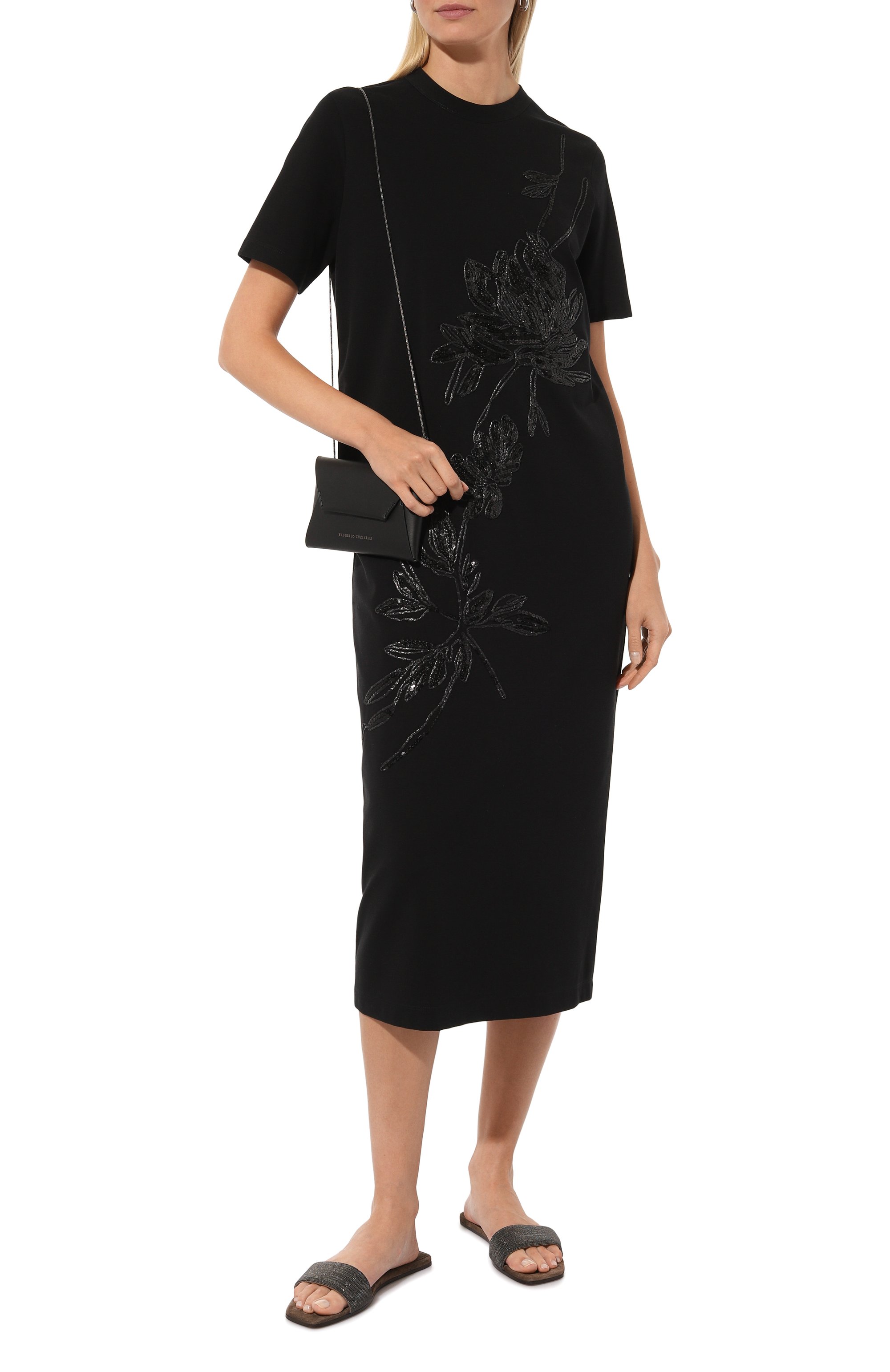 Хлопковое платье BRUNELLO CUCINELLI черного цвета по цене 277000 руб., арт. ML945A5204, фото 2 Хлопковое платье BRUNELLO CUCINELLI, арт. ML945A5204, фото 2