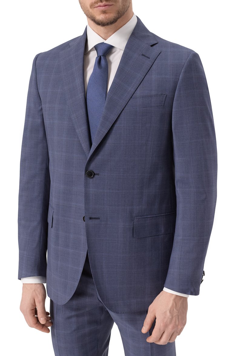 Мужской шерстяной костюм CORNELIANI темно-синего цвета, арт. 25X008-2517421_SET | Фото 3 (Материал внешний: Шерсть; Рукава: Длинные; Костюмы М: Однобортный; Стили: Классический, Кэжуэл; Автоматизация состава: Проставлено; Автоматизация ТО: Проставлено)