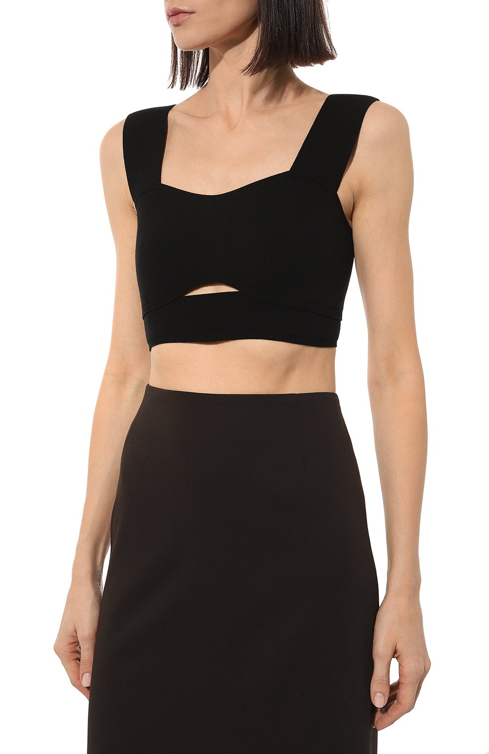 Бра-топ из вискозы AND THE BRAND черного цвета по цене 18760 руб., арт. S23-TP021-1203-900, фото 3 Бра-топ из вискозы AND THE BRAND, арт. S23-TP021-1203-900, фото 3