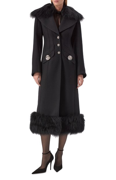 Шерстяное пальто BLUMARINE черного цвета по цене 266000 руб., арт. 4S035A, фото 2 Шерстяное пальто BLUMARINE, арт. 4S035A, фото 2