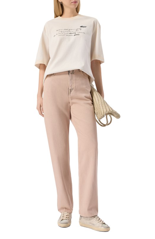 Хлопковая футболка Golden Goose Deluxe Brand GUP01873.P001874 Кремовый  GUP01873.P001874 Фото 2