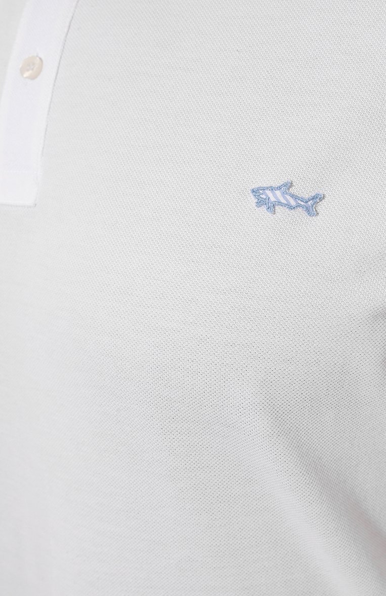 Мужское хлопковое поло PAUL&SHARK белого цвета, арт. 24411271/3XL-6XL | Фото 5 (Рукава: Короткие; Материал внешний: Хлопок; Длина (для топов): Удлиненные; Стили: Кэжуэл; Застежка: Пуговицы; Принт: Без принта; Мужское Кросс-КТ: Футболка-одежда; Автоматизация состава: Проставлено; Автоматизация ТО: Проставлено; Детали: Без декора)