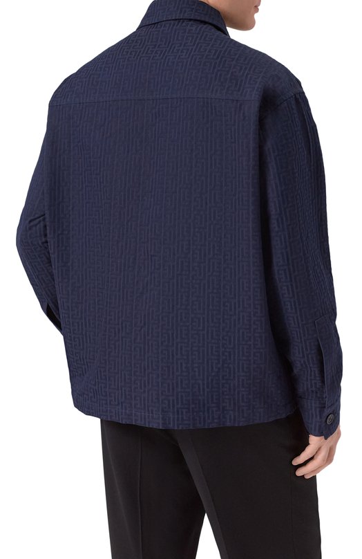 Хлопковая куртка-рубашка Balmain GH1TH881/CG41 Синий  GH1TH881/CG41 Фото 4