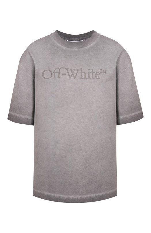Хлопковая футболка Off-White 0WAA13FF25JER001 Серый 0WAA13FF25JER001