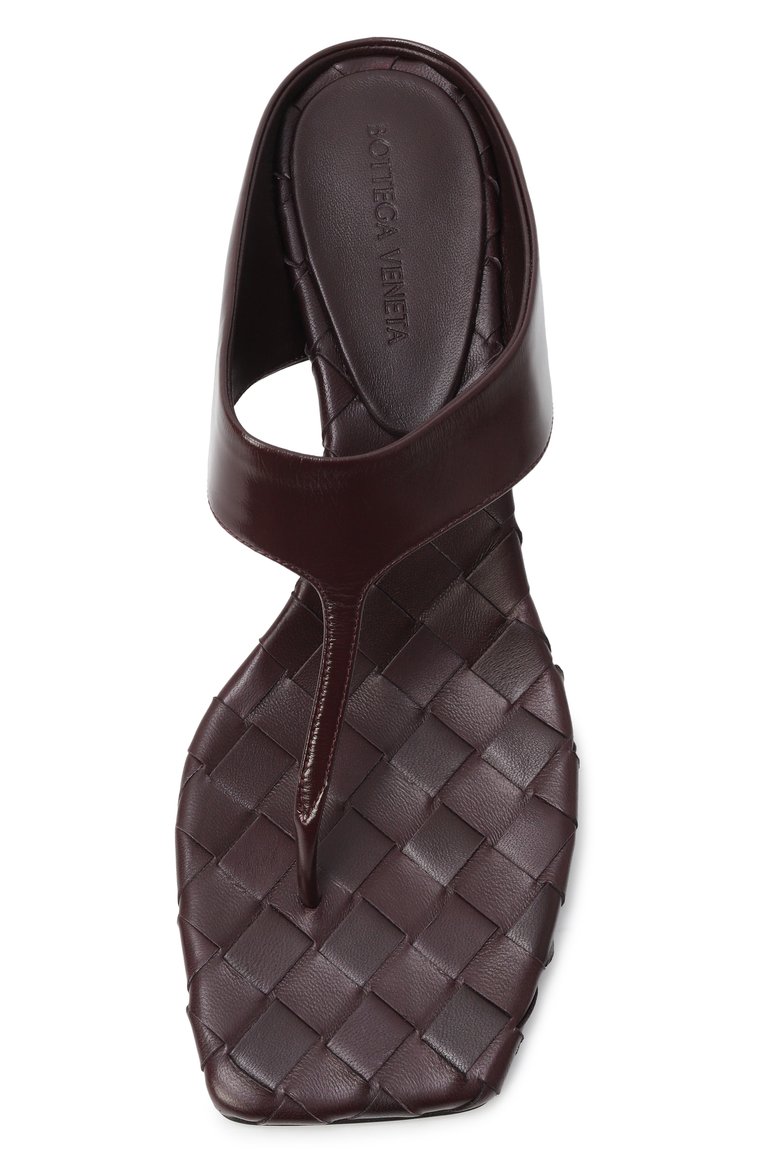 Женские кожаные мюли marella BOTTEGA VENETA бордового цвета, арт. 807023/V3H90 | Фото 6 (Материал внешний: Натуральная кожа; Материал внутренний: Натуральная кожа; Каблук высота: Низкий; Подошва: Плоская; Каблук тип: Устойчивый)