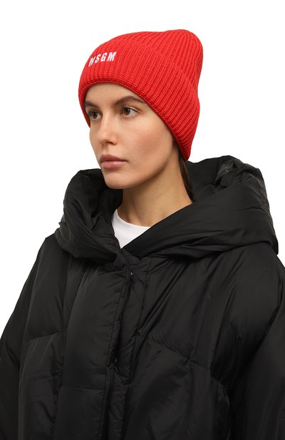 Шапка MSGM красного цвета по цене 8840 руб., арт. 3541MDL08/237761, фото 2 Шапка MSGM, арт. 3541MDL08/237761, фото 2