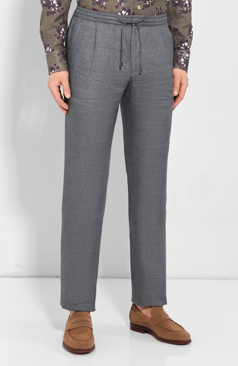 Льняные брюки BRIONI серого цвета по цене 85250 руб., арт. RPMJ0M/P6114/NEW JAMAICA, фото 3 Льняные брюки BRIONI, арт. RPMJ0M/P6114/NEW JAMAICA, фото 3