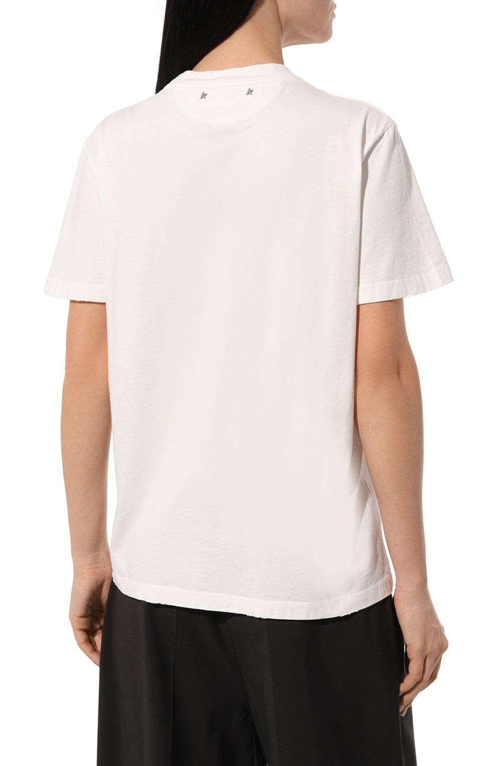 Хлопковая футболка GOLDEN GOOSE DELUXE BRAND белого цвета по цене 24050 руб., арт. GWP01220.P000673, фото 4 Хлопковая футболка GOLDEN GOOSE DELUXE BRAND, арт. GWP01220.P000673, фото 4