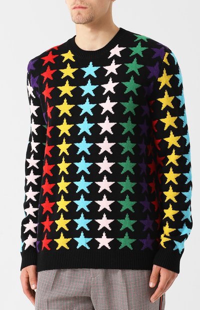 Шерстяной свитер с принтом GUCCI разноцветного цвета по цене 69950 руб., арт. 523016/X9U56, фото 3 Шерстяной свитер с принтом GUCCI, арт. 523016/X9U56, фото 3