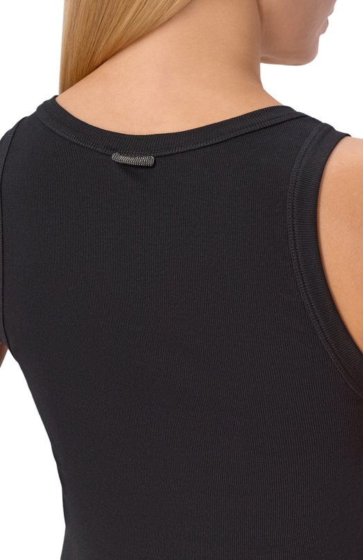 Хлопковая майка Brunello Cucinelli MPTC8FX230 Чёрный  MPTC8FX230 Фото 5