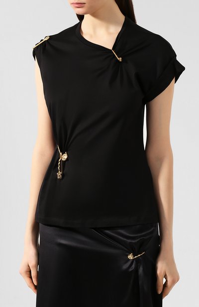 Хлопковая футболка VERSACE черного цвета по цене 59950 руб., арт. A83860/A201952, фото 3 Хлопковая футболка VERSACE, арт. A83860/A201952, фото 3