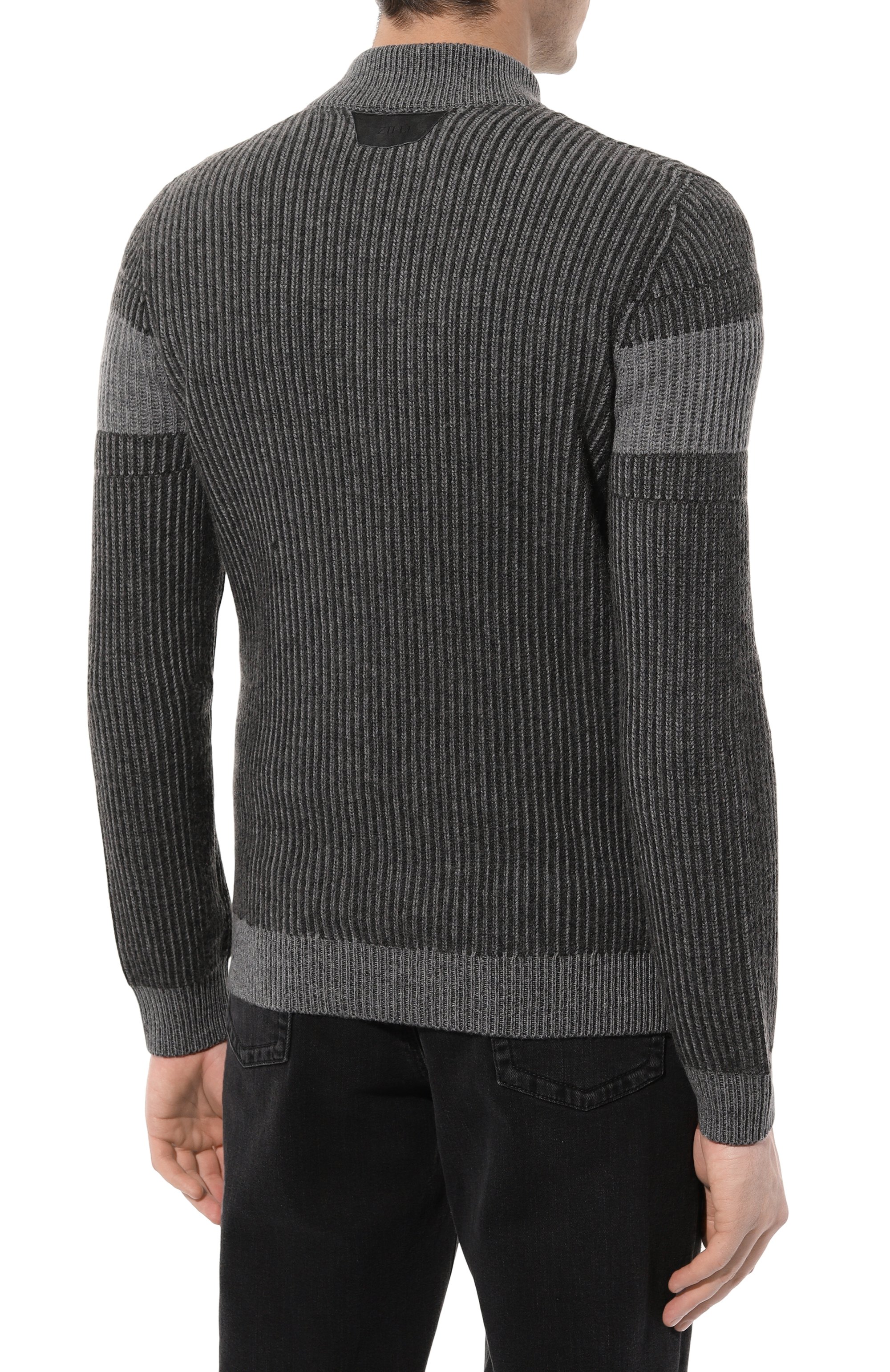 Свитер из кашемира и шерсти ZILLI темно-серого цвета по цене 122500 руб., арт. KZMC01M0223VBIC00, фото 4 Свитер из кашемира и шерсти ZILLI, арт. KZMC01M0223VBIC00, фото 4