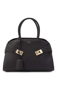 Женская сумка hug small FERRAGAMO черного цвета, арт. 215608/766761 | Фото 1 (Материал: Натуральная кожа; Ремень/цепочка: На ремешке; Размер: small)