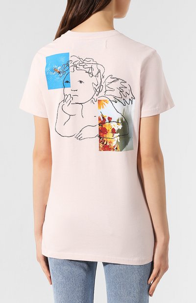 Хлопковая футболка OFF-WHITE сиреневого цвета по цене 20600 руб., арт. 0WAA049E19B070612588, фото 4 Хлопковая футболка OFF-WHITE, арт. 0WAA049E19B070612588, фото 4