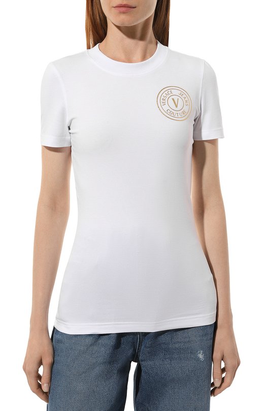 Хлопковая футболка Versace Jeans Couture 77HAHT00/CJ03T Белый  77HAHT00/CJ03T Фото 3