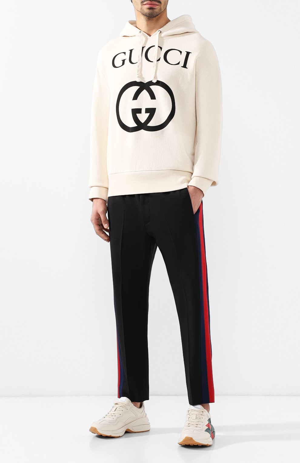 Хлопковое худи GUCCI кремового цвета по цене 132480 руб., арт. 475374/X3Q25, фото 2 Хлопковое худи GUCCI, арт. 475374/X3Q25, фото 2