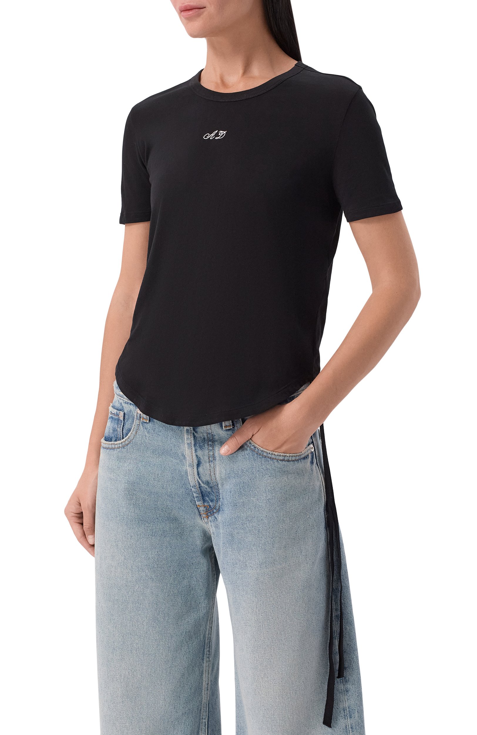 Хлопковая футболка ANN DEMEULEMEESTER черного цвета по цене 32800 руб., арт. B0014239/FA206, фото 3 Хлопковая футболка ANN DEMEULEMEESTER, арт. B0014239/FA206, фото 3