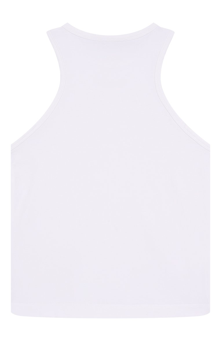Детская хлопковая майка BALMAIN белого цвета, арт. BW8A72 | Фото 2 (Материал внешний: Хлопок; Девочки Кросс-КТ: Майка-одежда; Рукава: Без рукавов; Автоматизация ТО: Проставлено; Автоматизация состава: Проставлено; Ростовка одежда: 8 лет | 128 см, 6 лет | 116 см, 10 - 11 лет | 140 - 146см, 12 лет | 152 см, 16 лет | 164 см, 13 - 15 лет | 158 см)