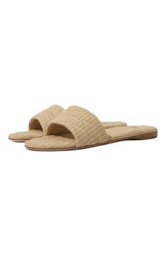 Женские шлепанцы GIORGIO ARMANI бежевого цвета, арт. GW000109/AF10389 | Фото 1 (Каблук высота: Низкий; Материал внутренний: Текстиль; Подошва: Плоская; Материал внешний: Текстиль)