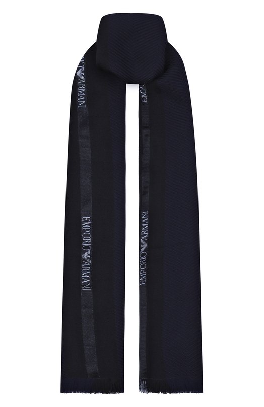 Шарф из шерсти и шелка Emporio Armani EM005050/AF24506 Синий EM005050/AF24506