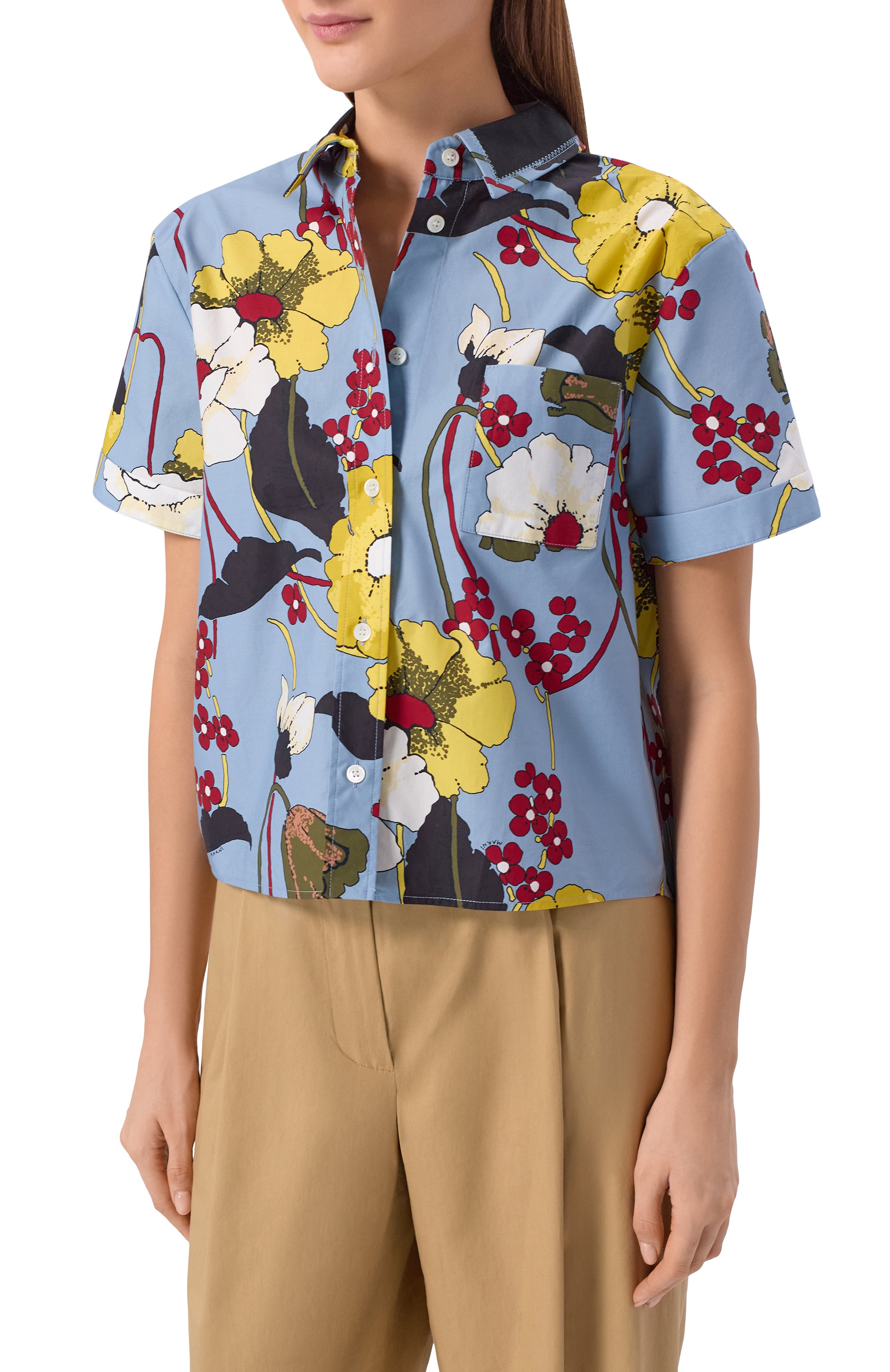 Хлопковая рубашка MARNI голубого цвета по цене 86300 руб., арт. CAMA0669QS/UTC581, фото 3 Хлопковая рубашка MARNI, арт. CAMA0669QS/UTC581, фото 3