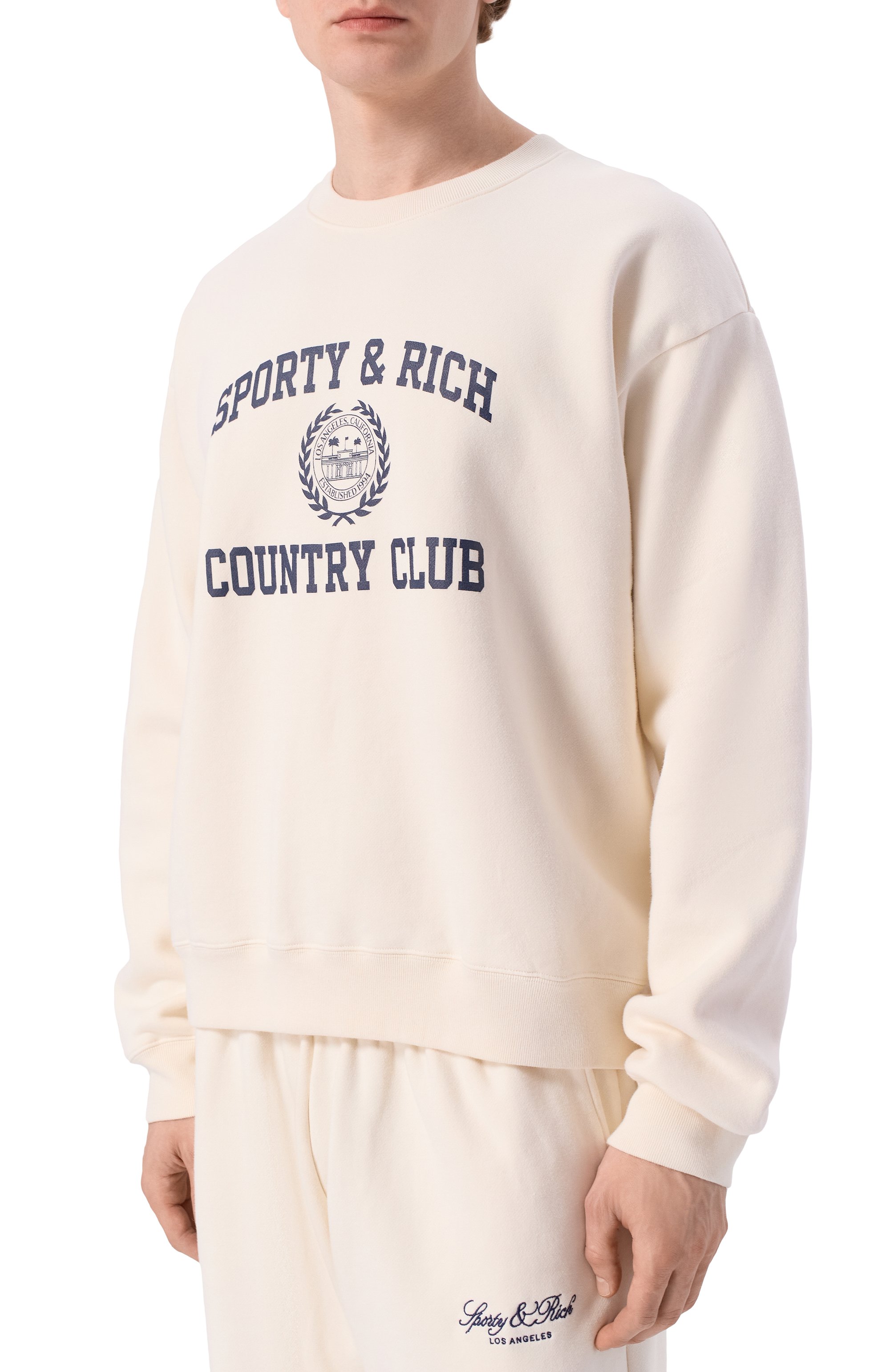 Хлопковый свитшот SPORTY AND RICH кремового цвета по цене 29300 руб., арт. ST09876218WH37, фото 3 Хлопковый свитшот SPORTY AND RICH, арт. ST09876218WH37, фото 3