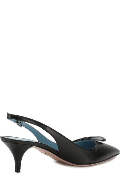 Кожаные туфли с ремешком на каблуке kitten heel PRADA, арт. 1I375I-11-F0002-55, фото 4