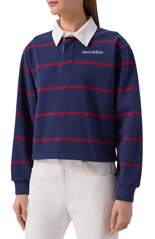 Хлопковое поло Sporty and Rich ST00862300BL134 Синий  ST00862300BL134 Фото 3