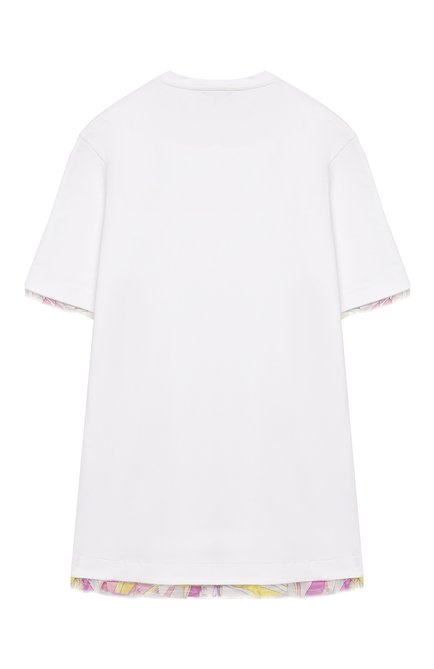 Детское хлопковое мини-платье EMILIO PUCCI белого цвета, арт. 9K1121/KA040/10-14 | Фото 2 (Статус проверки: Проверена категория, Проверено; Материал внешний: Хлопок; Девочки Кросс-КТ: Платье-одежда; Рукава: Короткие; Ростовка одежда: 10 - 11 лет | 140 - 146см, 12 лет | 152 см)