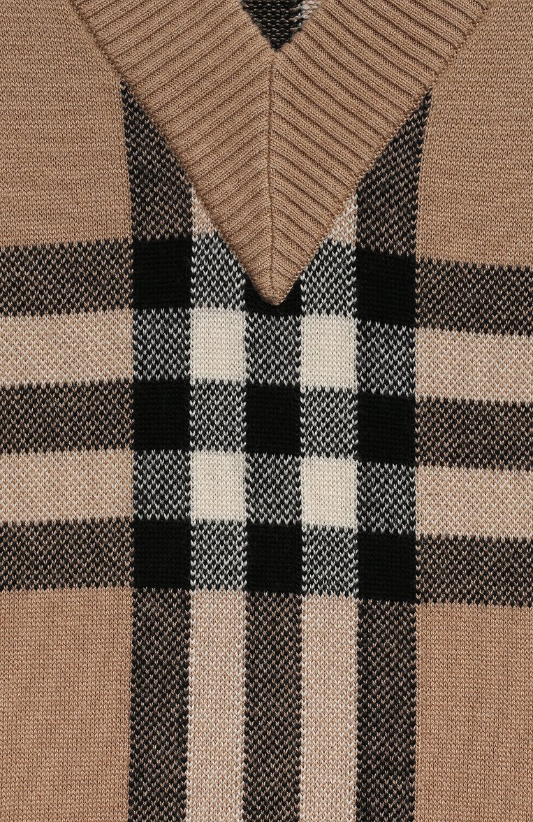 Детское шерстяное платье BURBERRY бежевого цвета, арт. 8072920 | Фото 3 (Драгоценные камни: Проставлено; Материал сплава: Проставлено; Материал внешний: Шерсть; Рукава: Длинные; Случай: Повседневный)