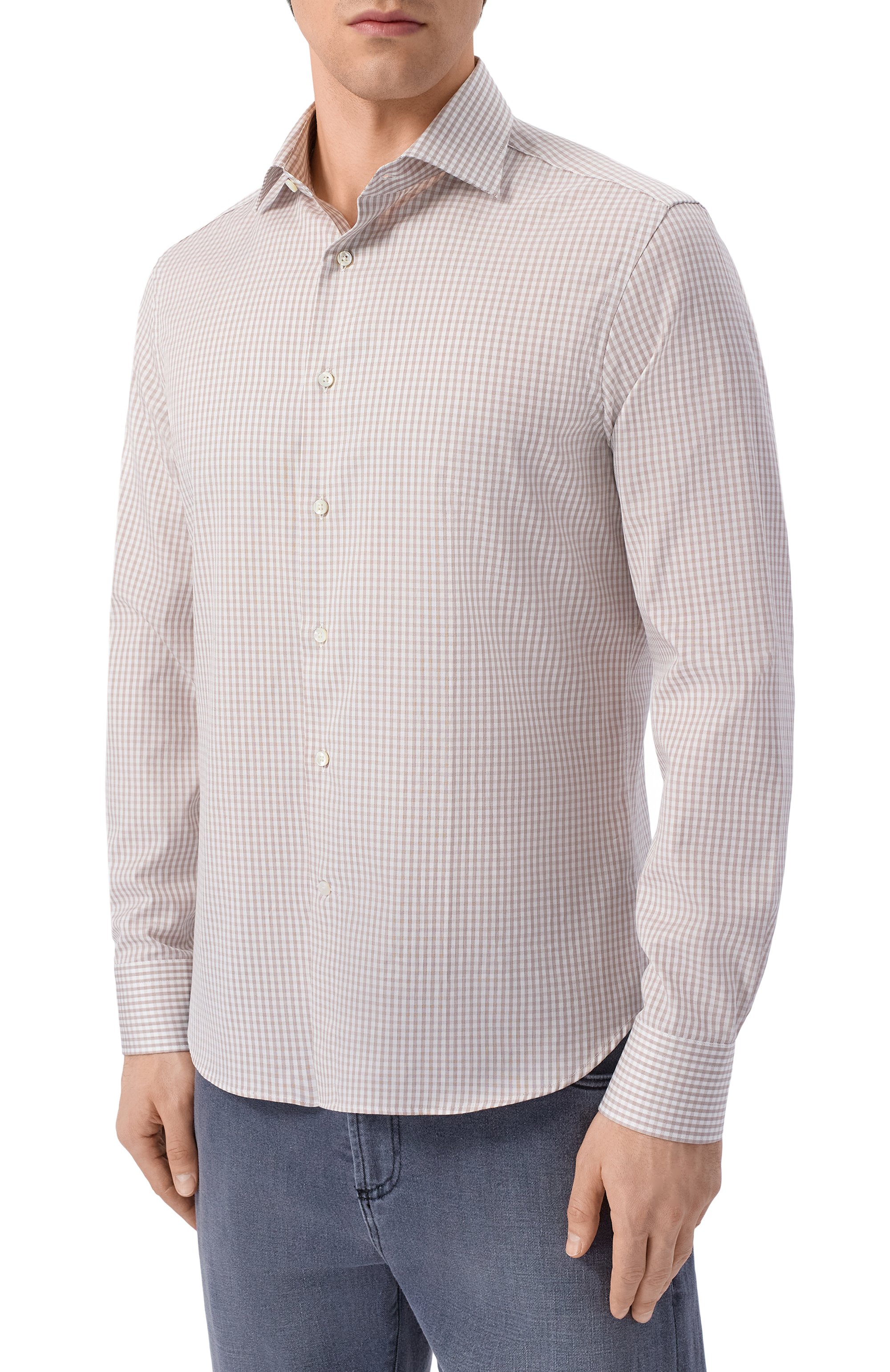 Хлопковая рубашка CANALI бежевого цвета по цене 38200 руб., арт. CCLX098/GD03717, фото 3 Хлопковая рубашка CANALI, арт. CCLX098/GD03717, фото 3