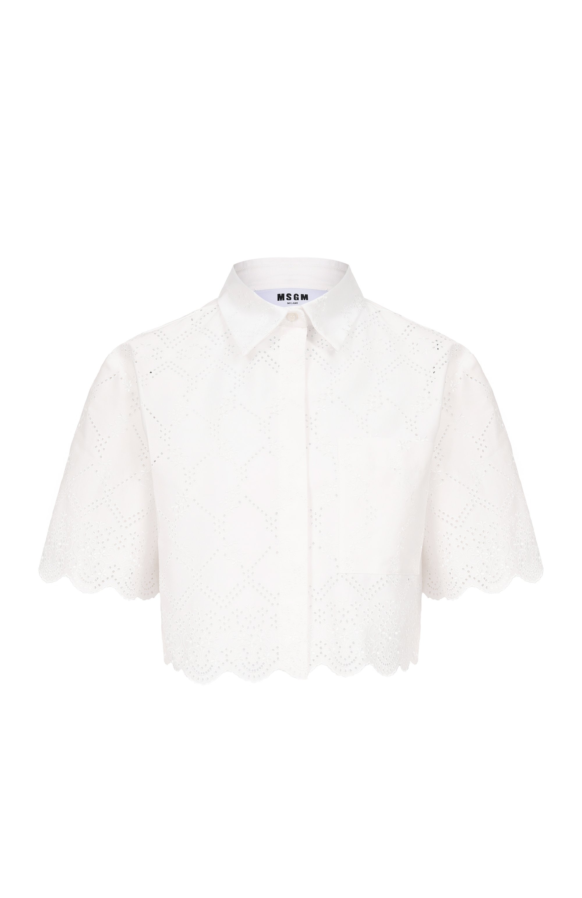 Хлопковая рубашка MSGM белого цвета по цене 38850 руб., арт. 4041MDE16/267122, фото 1 Хлопковая рубашка MSGM, арт. 4041MDE16/267122, фото 1