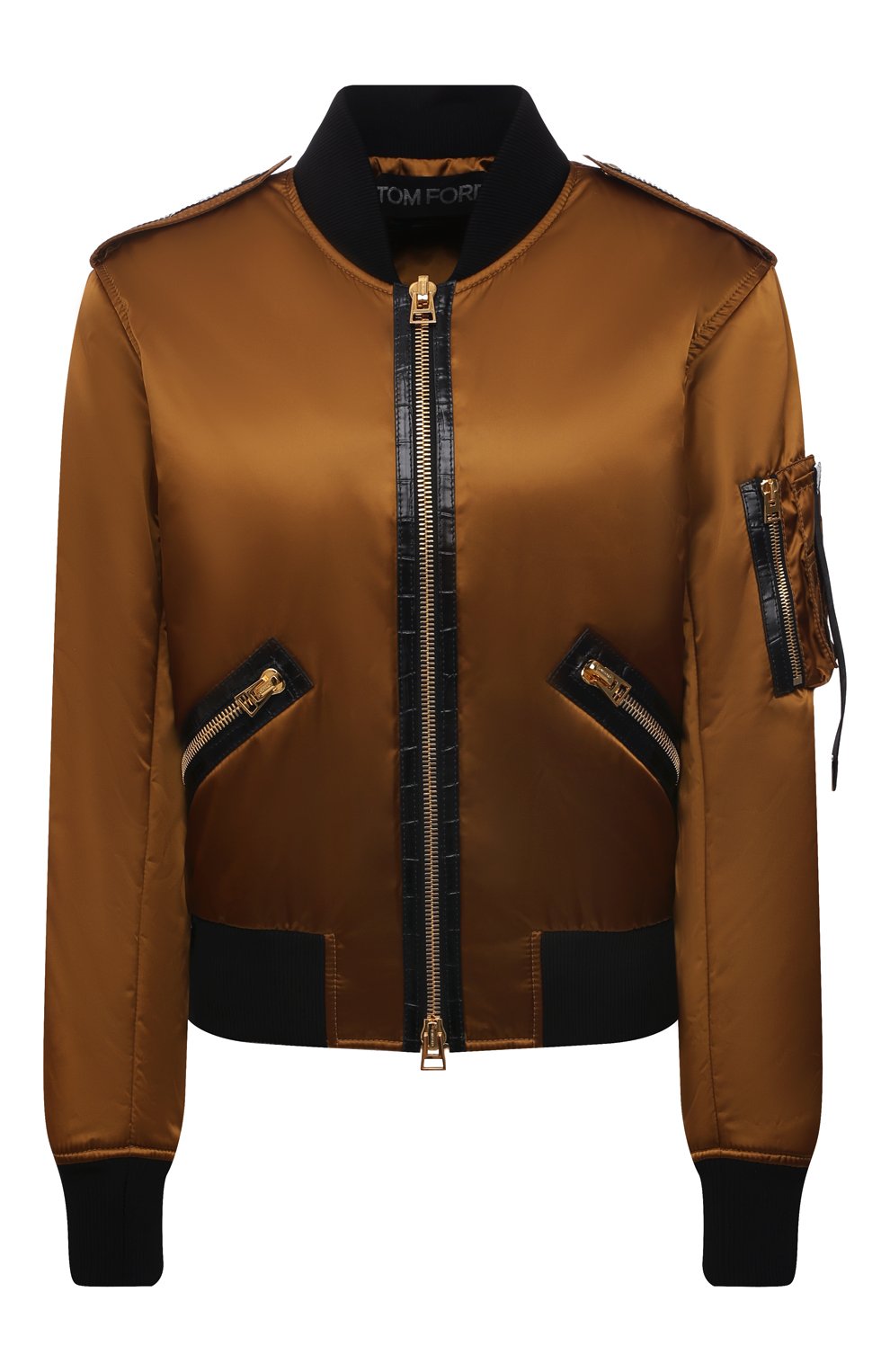Бомбер TOM FORD золотого цвета по цене 313500 руб., арт. CSL687-LET005, фото 1 Бомбер TOM FORD, арт. CSL687-LET005, фото 1