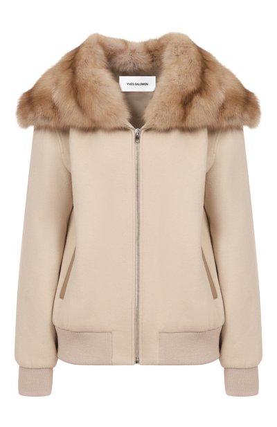 Женский бомбер из шерсти и кашемира с отделкой из соболя YVES SALOMON, арт. V90760/CAZI