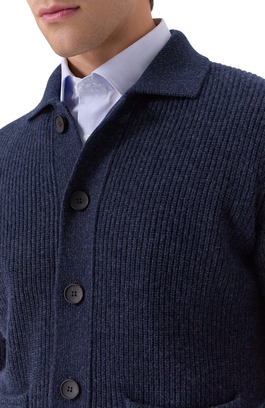 Кардиган из шерсти и кашемира Andrea Campagna CA3MLT/WC7P Синий  CA3MLT/WC7P Фото 5