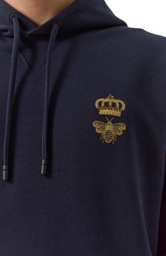 Мужской хлопковое худи DOLCE & GABBANA темно-синего цвета, арт. G9ACJZ/HU7H9 | Фото 5 (Драгоценные камни: Проставлено; Длина (для топов): Стандартные; Материал сплава: Проставлено; Рукава: Длинные; Принт: Без принта; Мужское Кросс-КТ: Худи-одежда; Стили: Спорт-шик; Материал внешний: Хлопок)