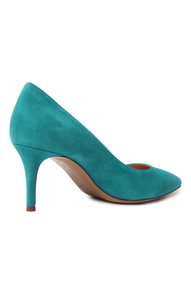 Женские кожаные туфли gianvito 70 GIANVITO ROSSI бирюзового цвета, арт. G26770.70RIC.CAMHYDR | Фото 5 (Материал внутренний: Натуральная кожа; Каблук высота: Средний; Подошва: Плоская; Каблук тип: Шпилька; Материал внешний: Замша, Натуральная кожа)