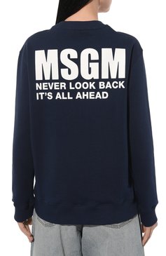 Женский хлопковый свитшот MSGM синего цвета, арт. 3641MDM95/247000 | Фото 4 (Рукава: Длинные; Длина (для топов): Стандартные; Материал сплава: Проставлено; Материал внешний: Хлопок; Стили: Спорт-шик; Драгоценные камни: Проставлено; Женское Кросс-КТ: Свитшот-одежда)