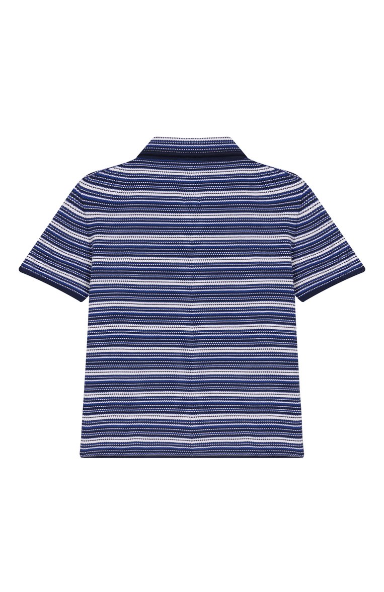 Детская хлопковая рубашка DOLCE & GABBANA синего цвета, арт. L4KWG9/JBCF8/8-14 | Фото 2 (Материал внешний: Хлопок; Рукава: Короткие; Случай: Повседневный; Автоматизация состава: Проставлено; Автоматизация ТО: Проставлено; Ростовка одежда: 10 - 11 лет | 140 - 146см, 16 лет | 164 см, 13 - 15 лет | 158 см, 8 лет | 128 см)