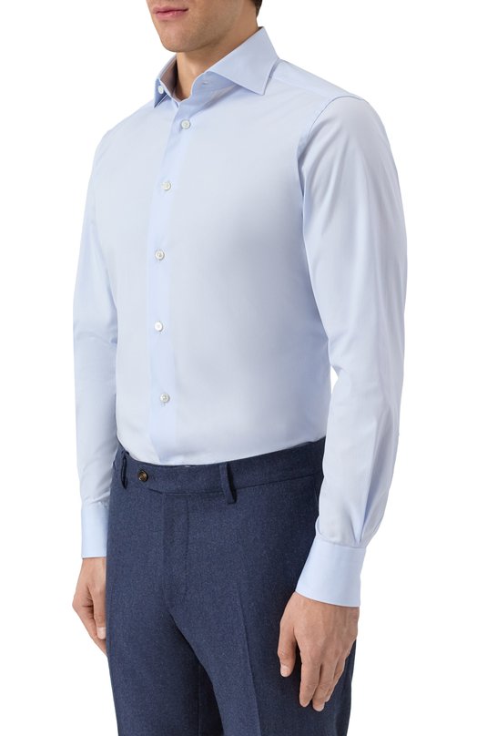 Хлопковая сорочка Zegna 9MS0BA/904108A9 Голубой  9MS0BA/904108A9 Фото 3