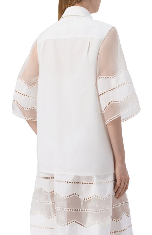 Блузка из хлопка и шелка Elie Saab SH144NR26/CES01 Белый  SH144NR26/CES01 Фото 4