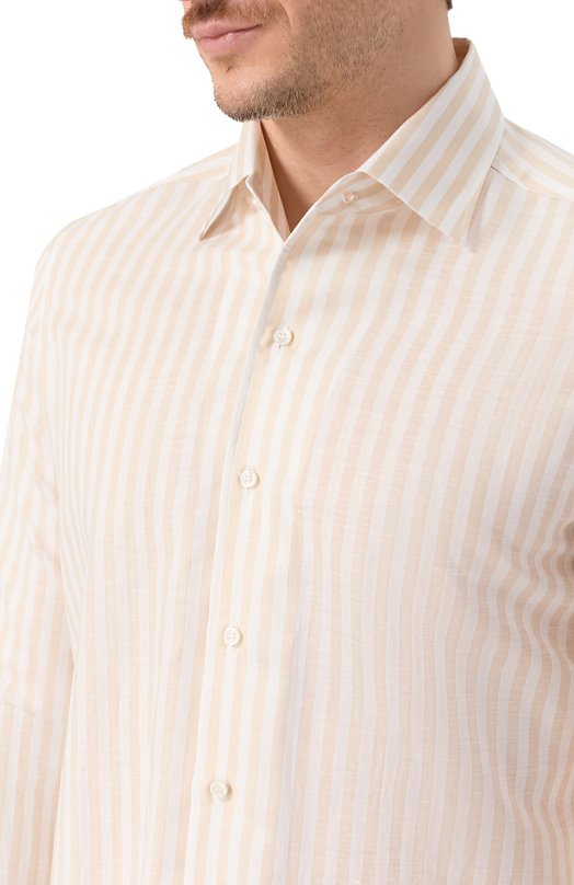 Рубашка из хлопка и льна MVST M0RBIDA/R0BERT0/R0UND/300-C0TT0N/LINEN Бежевый  M0RBIDA/R0BERT0/R0UND/300-C0TT0N/LINEN Фото 5