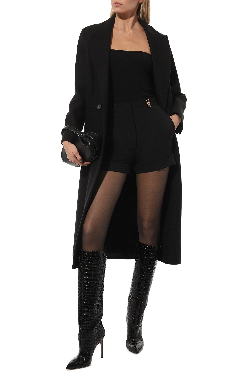 Шерстяные шорты VERSACE черного цвета по цене 77200 руб., арт. 1013160/1A04649, фото 2 Шерстяные шорты VERSACE, арт. 1013160/1A04649, фото 2