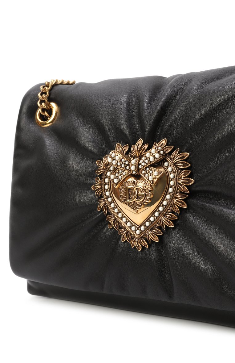 Женская сумка devotion soft DOLCE & GABBANA черного цвета, арт. BB7541/AF984 | Фото 3 (Автоматизация состава: Проставлено; Размер: small; Материал: Натуральная кожа; Ремень/цепочка: На ремешке; Автоматизация ТО: Проставлено)
