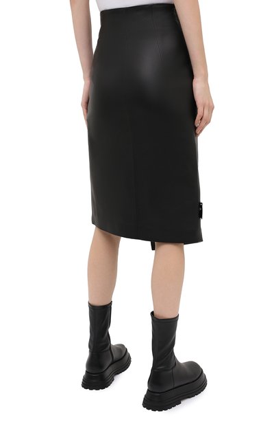 Кожаная юбка OFF-WHITE черного цвета по цене 122500 руб., арт. 0WJC006E20LEA0021000, фото 4 Кожаная юбка OFF-WHITE, арт. 0WJC006E20LEA0021000, фото 4