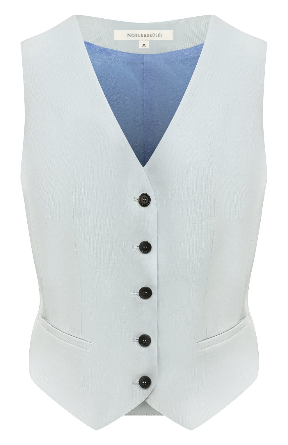 Шерстяной жилет NOBLE&BRULEE голубого цвета по цене 55000 руб., арт. NB70/2023/4, фото 1 Шерстяной жилет NOBLE&BRULEE, арт. NB70/2023/4, фото 1
