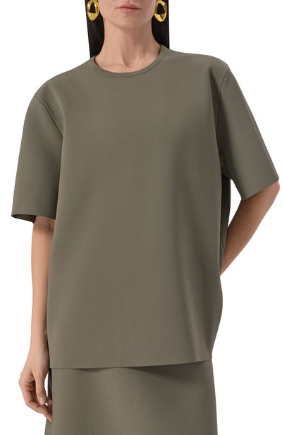 Пуловер из вискозы JIL SANDER хаки цвета по цене 245500 руб., арт. J04GC0107-J18208, фото 3 Пуловер из вискозы JIL SANDER, арт. J04GC0107-J18208, фото 3