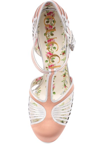 Атласные туфли с вставками из металлизированной кожи GUCCI, арт. 466340/F14Q0, фото 5