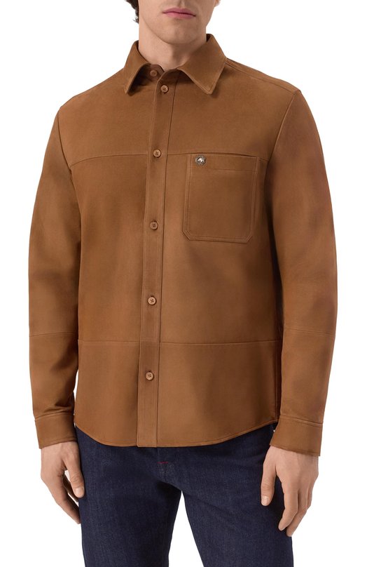 Замшевая куртка-рубашка Stefano Ricci M7J5100283/SUESN4/64 Коричневый  M7J5100283/SUESN4/64 Фото 3