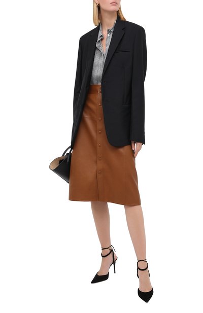 Шелковая блузка KITON черно-белого цвета по цене 126000 руб., арт. D48407K05T62, фото 3 Шелковая блузка KITON, арт. D48407K05T62, фото 3